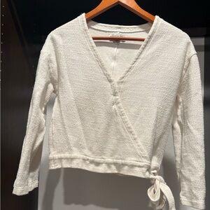 Madewell White Wrap Sweater